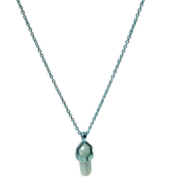 Elegant Green Crystal Point Pendant Necklace Classic Retro Fashion Jewelry Women - Picture 1 of 6